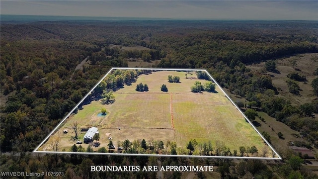 aerial view featuring a rural view