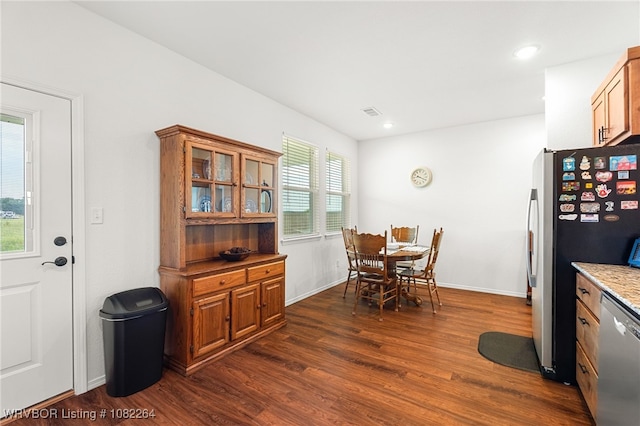 112 Countryside Way, Pocola, OK 74902 - dining area featuring dark wood-type flooring and recessed lighting