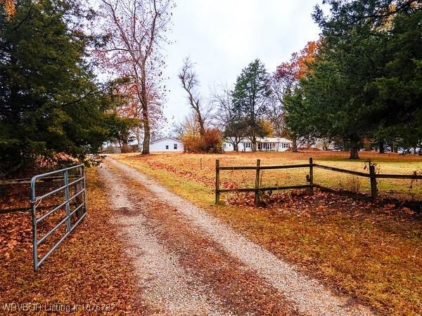 view of street with a rural view