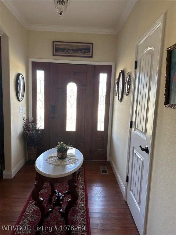 21 Bermuda Ct, Mountain Home, AR 72653 - foyer entrance featuring hardwood / wood-style floors, baseboards, and crown molding