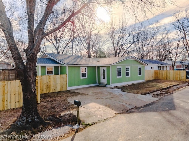 view of single story home