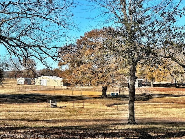 view of yard with a rural view