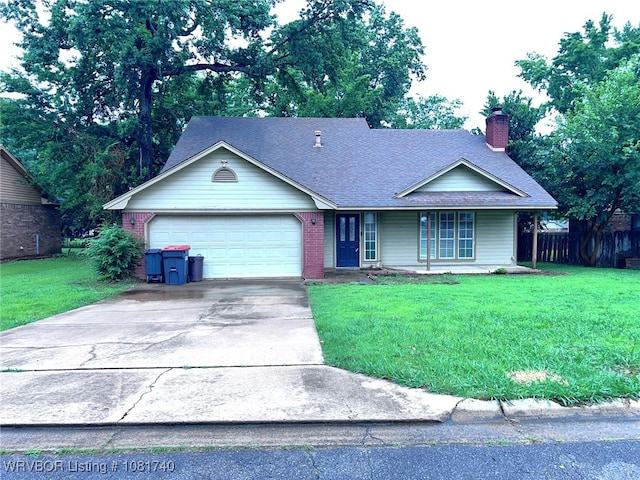 2015 Woodwind Way, Van Buren, AR 72956 - ranch-style house with a garage, driveway, roof with shingles, and a chimney