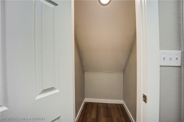 interior space with dark wood-type flooring