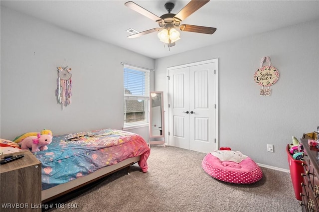 2207 Lisa Ln, Van Buren, AR 72956 - bedroom with carpet, a closet, and a ceiling fan