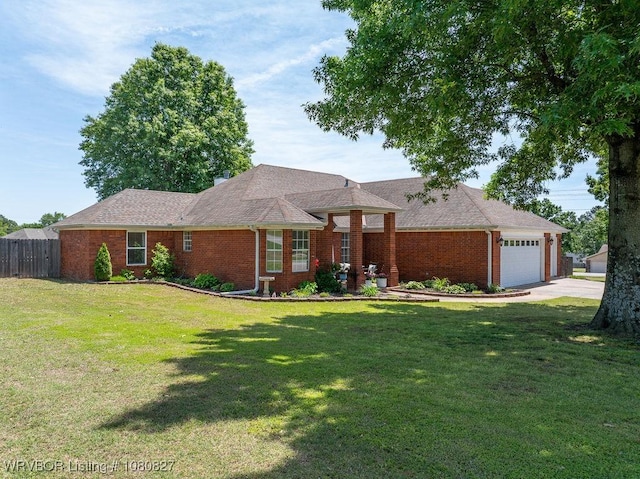 ranch-style home featuring brick siding, a garage, and concrete driveway