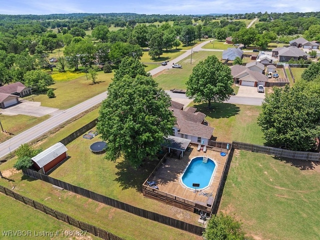 drone / aerial view of a pool area