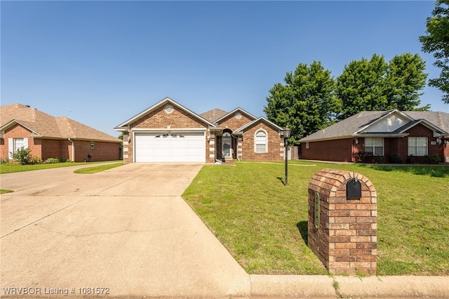 7004 Millennium Dr, Fort Smith, AR 72916 - single story home featuring driveway, a garage, brick siding, and a front lawn