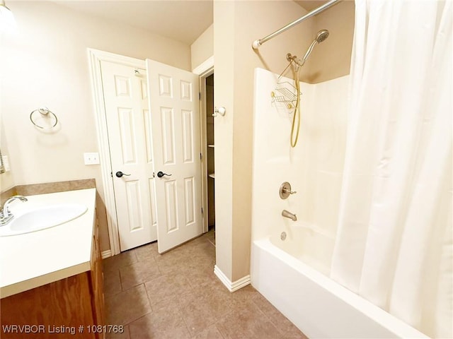 900 S Mattox Ln, Sallisaw, OK 74955 - full bathroom with vanity, shower / bathtub combination with curtain, and tile patterned flooring