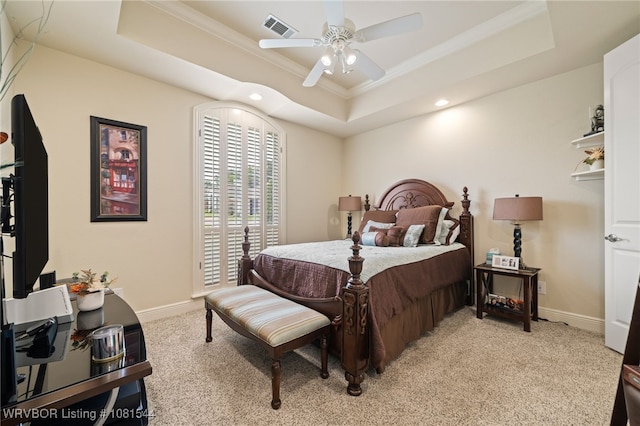 38 Jeffrey Way, Fort Smith, AR 72903 - bedroom with a raised ceiling, ornamental molding, light colored carpet, baseboards, and recessed lighting