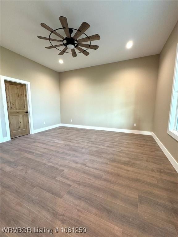 4457 Radio Tower Rd, Van Buren, AR 72956 - unfurnished room featuring wood finished floors, baseboards, a ceiling fan, and recessed lighting