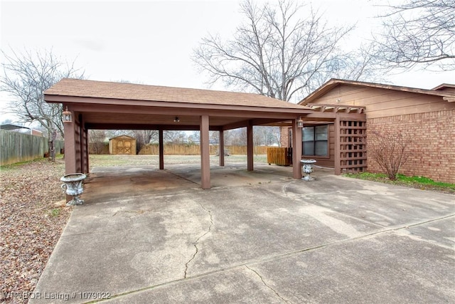 view of parking with a carport