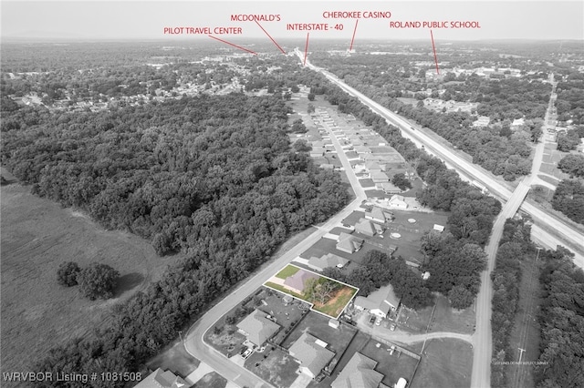 106 Stone Dr, Roland, OK 74954 - view of property location featuring property parcel outlined and a heavily wooded area