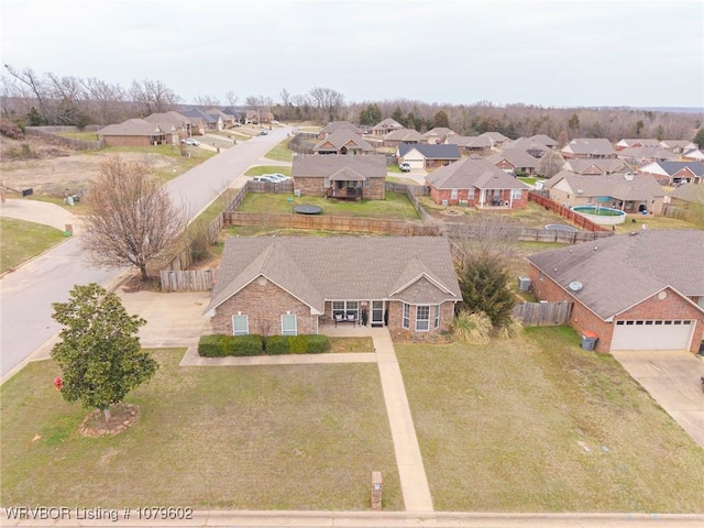 bird's eye view with a residential view