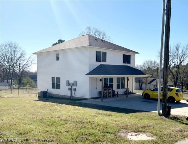 518 N Coker St Unit A & B, Greenwood, AR 72936 - rear view of property with a lawn, central AC, and fence