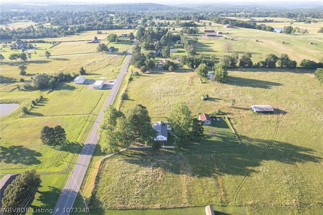 bird's eye view featuring a rural view