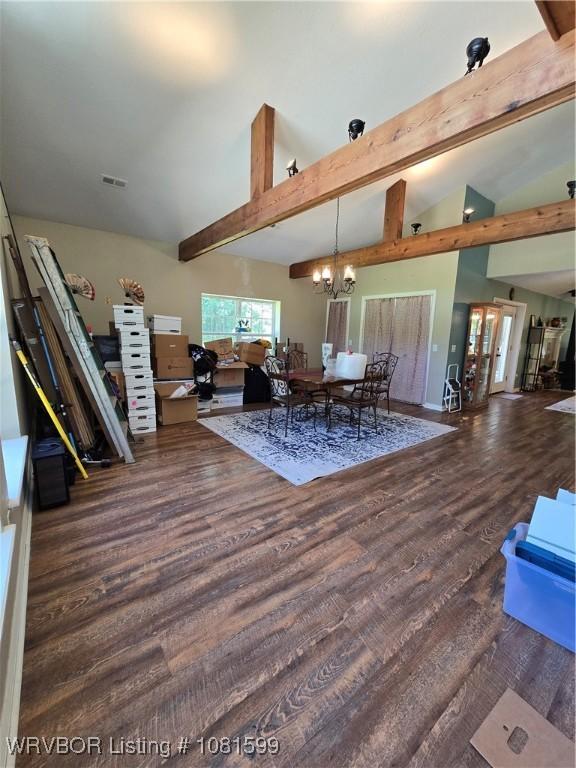 20222 Garman Rd, Gentry, AR 72734 - dining area with wood finished floors and a chandelier