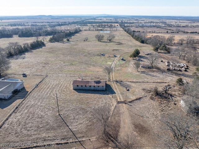 aerial view featuring a rural view