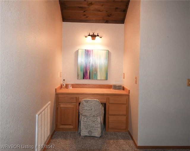 bathroom with vanity and wood ceiling