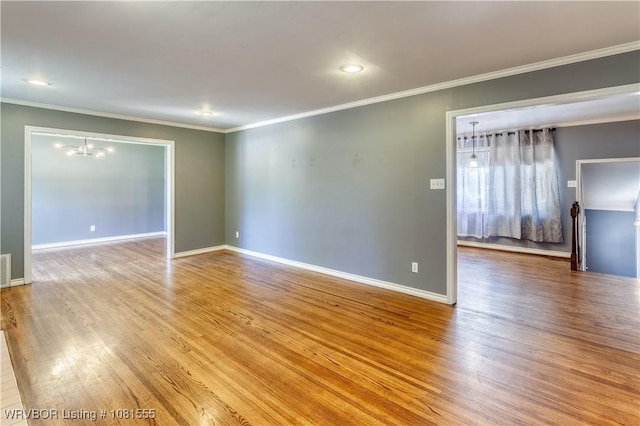 70 Haven Dr, Fort Smith, AR 72901 - unfurnished room featuring a chandelier, crown molding, wood finished floors, baseboards, and recessed lighting