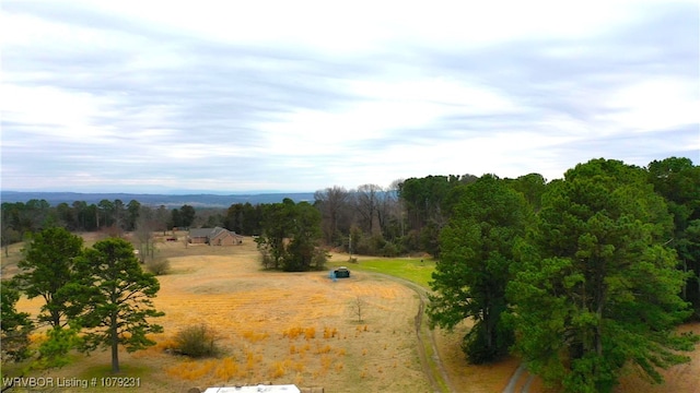 view of landscape featuring a rural view and a wooded view