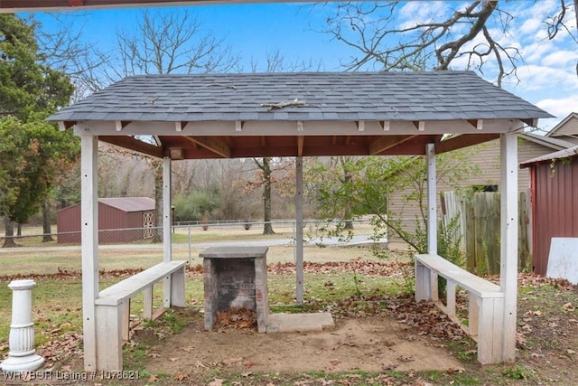 exterior space featuring a gazebo