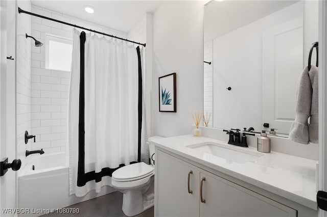 9101 Birkshire Pl, Fort Smith, AR 72916 - bathroom with vanity, toilet, tile patterned floors, and shower / bath combo