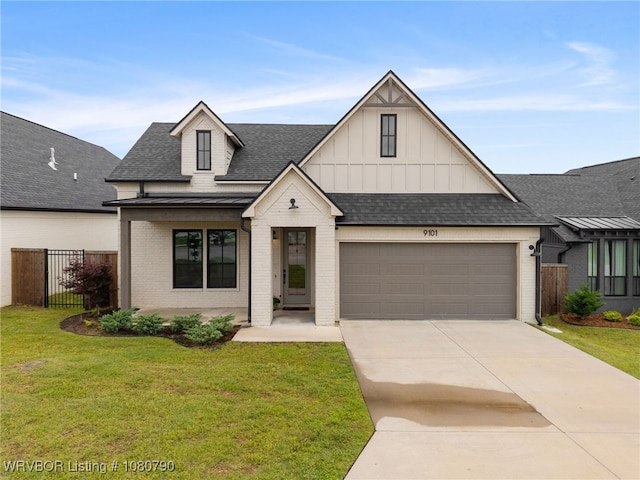 9101 Birkshire Pl, Fort Smith, AR 72916 - modern inspired farmhouse with board and batten siding, brick siding, roof with shingles, and fence