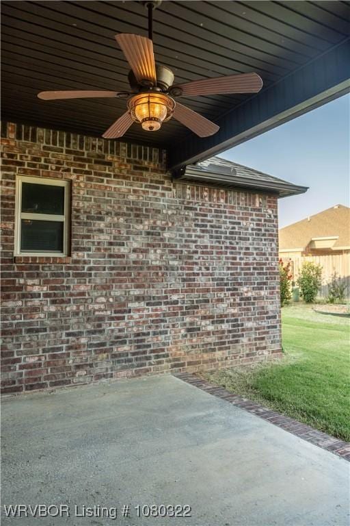 view of patio with a ceiling fan