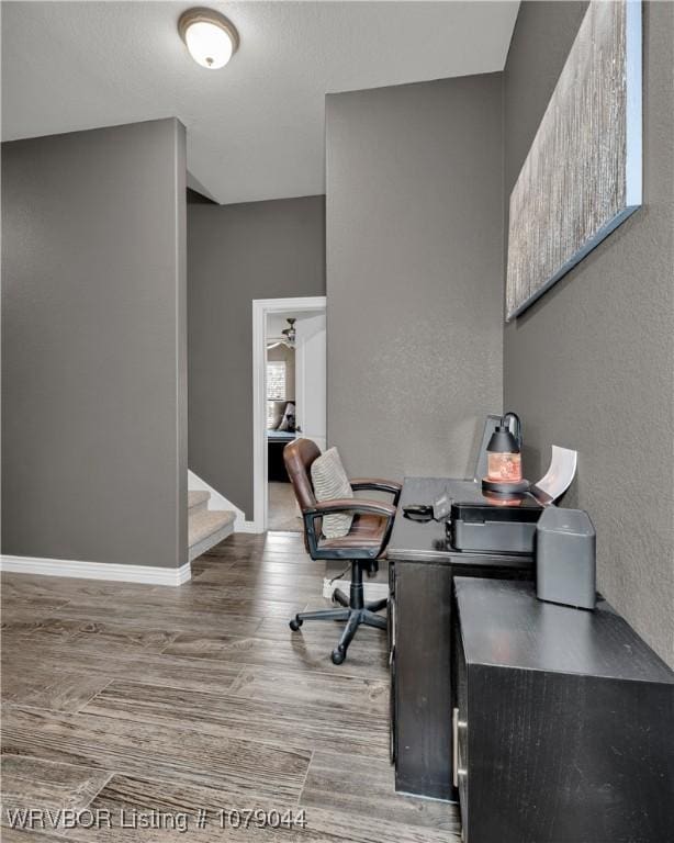 2601 Bugscuffle Rd, Lavaca, AR 72941 - home office featuring wood finished floors and a textured wall