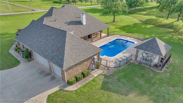 2601 Bugscuffle Rd, Lavaca, AR 72941 - view of swimming pool with a fenced backyard and an outbuilding