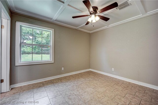 101 S 42nd St, Van Buren, AR 72956 - empty room with ceiling fan and coffered ceiling