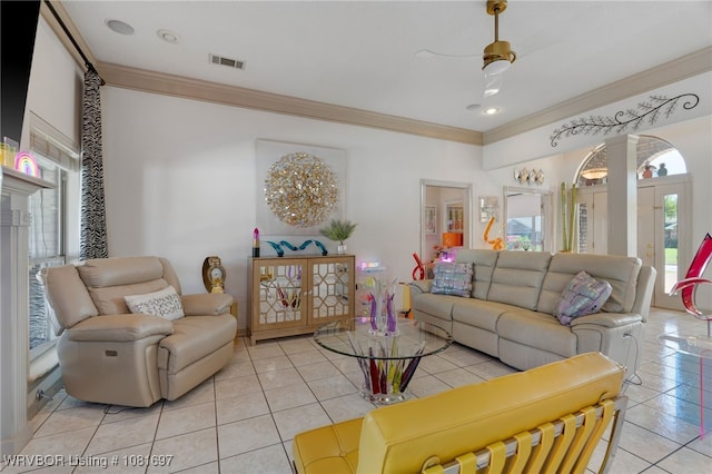 6501 Galven Way, Fort Smith, AR 72916 - living area with light tile patterned floors and crown molding