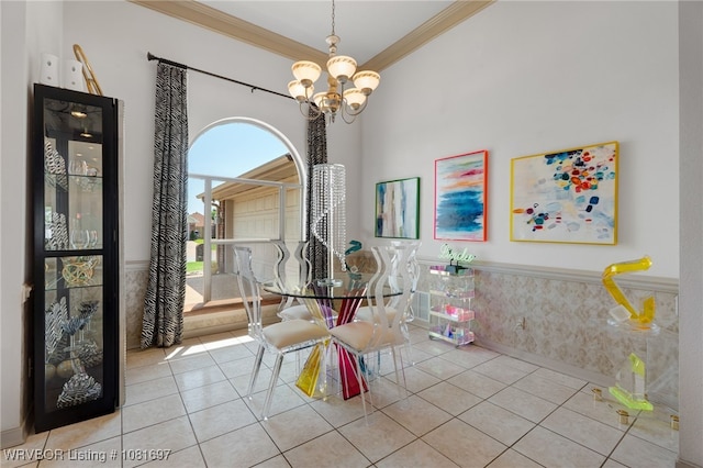 6501 Galven Way, Fort Smith, AR 72916 - dining space featuring ornamental molding, tile patterned flooring, and a chandelier