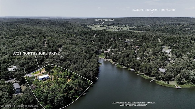 8721 Northshore Dr, Hackett, AR 72937 - drone / aerial view of a heavily wooded area and a nearby body of water