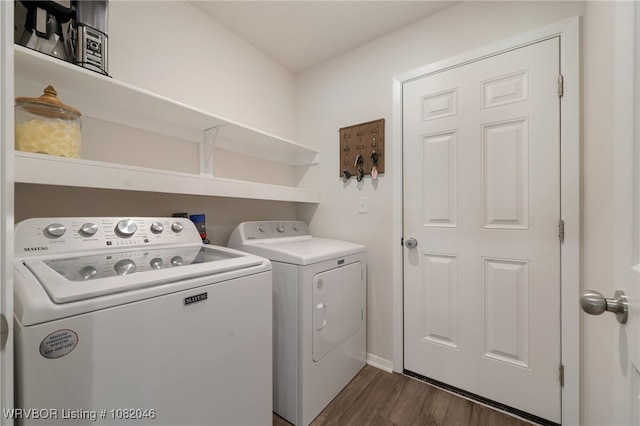 10618 Cedar Way, Fort Smith, AR 72916 - washroom with washer and clothes dryer and dark wood finished floors