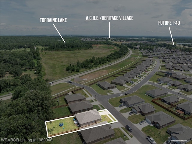 10618 Cedar Way, Fort Smith, AR 72916 - aerial view of property and surrounding area featuring property boundaries highlighted and nearby suburban area