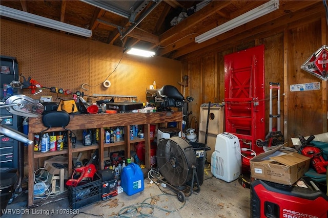 garage featuring a workshop area