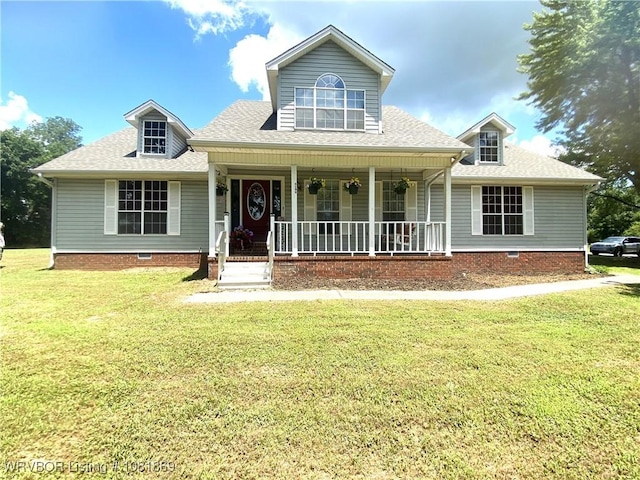 3109 Twin Lakes Pl, Alma, AR 72921 - view of front facade featuring crawl space, covered porch, and a front lawn