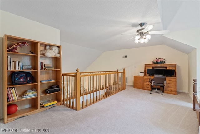 3109 Twin Lakes Pl, Alma, AR 72921 - carpeted office featuring ceiling fan and lofted ceiling