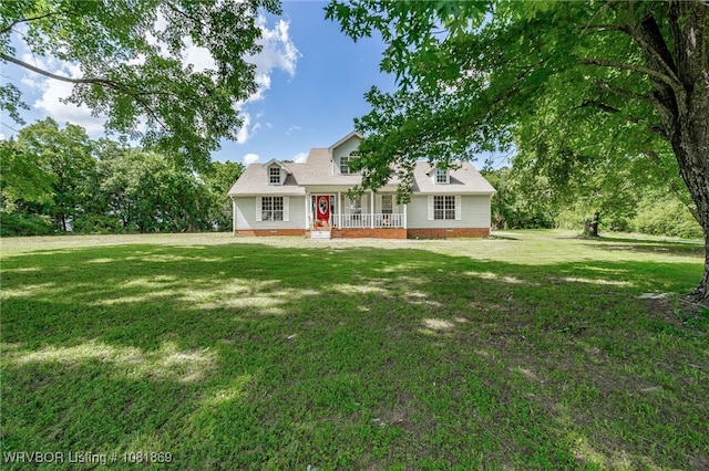 3109 Twin Lakes Pl, Alma, AR 72921 - cape cod home featuring covered porch, a front lawn, and crawl space