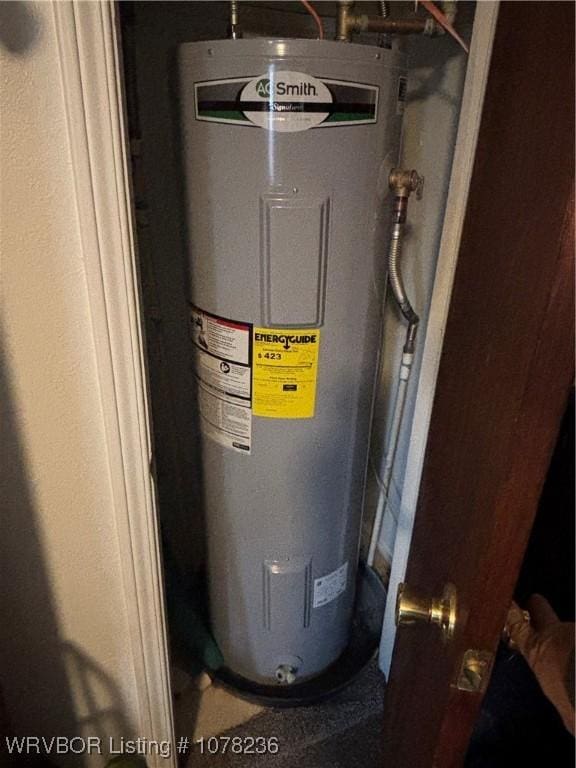 utility room with electric water heater