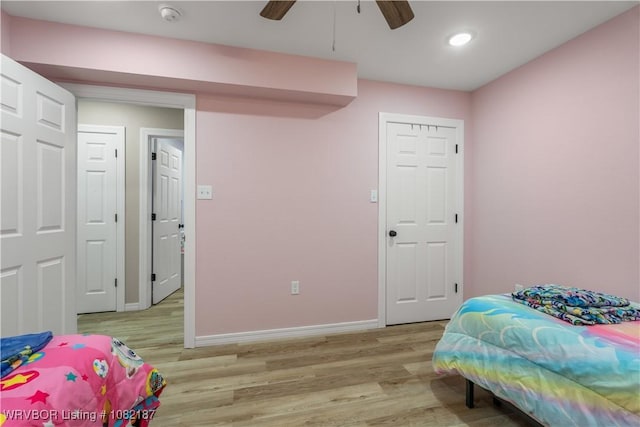 14008 White Bluff Rd, Fort Smith, AR 72916 - bedroom with light wood-style floors, recessed lighting, and a ceiling fan