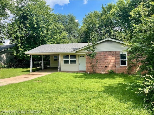 9423 Gate Nine Cutoff, Fort Smith, AR 72916 - single story home featuring concrete driveway, a front lawn, an attached carport, and brick siding