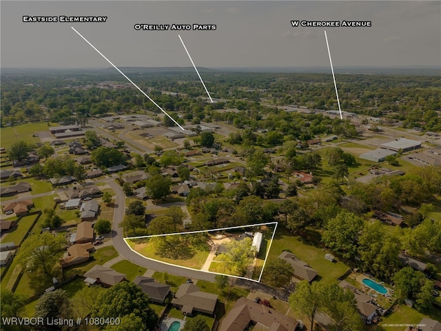 1703 E Edmondson Dr, Sallisaw, OK 74955 - aerial view of residential area with property parcel outlined
