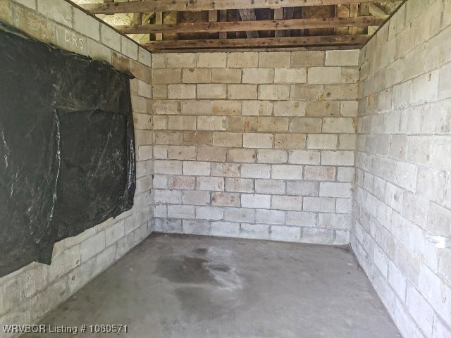 basement featuring concrete block wall