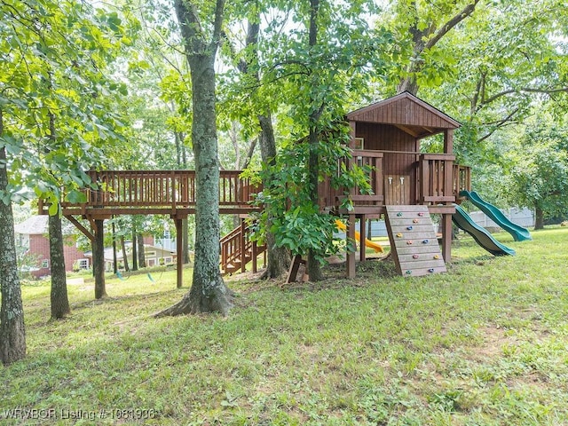 9301 Canopy Oaks Dr, Fort Smith, AR 72903 - view of play area featuring a lawn