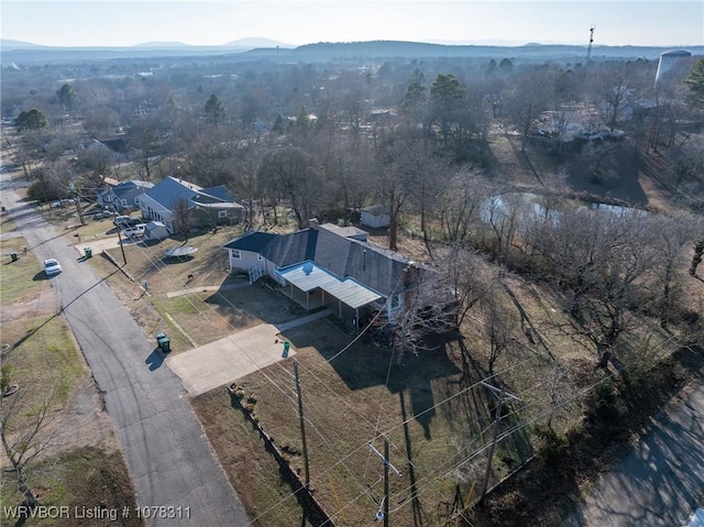 drone / aerial view with a mountain view