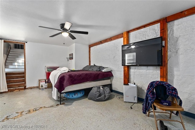 bedroom featuring ceiling fan