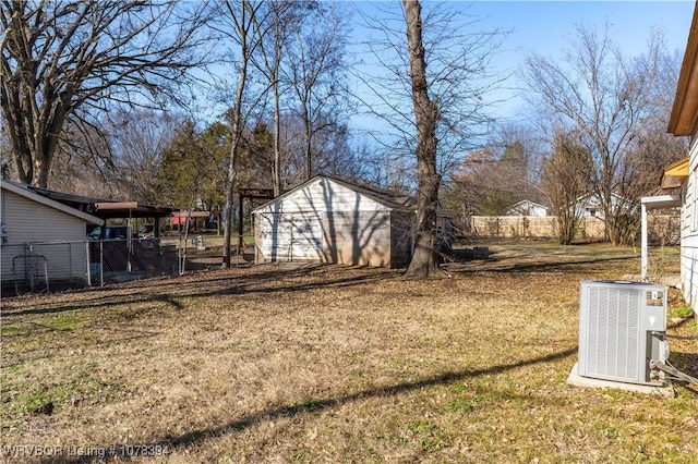 view of yard featuring central AC